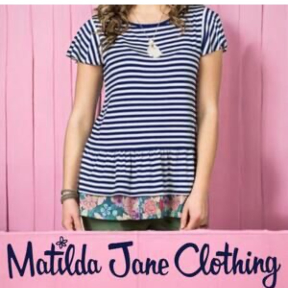 Matilda Jane Striped Navigator Ruffle Floral Top Size XXL